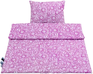 Baumwoll-Kleinkindbettwäsche 2-teiliges Set, Kinderbettdeckenbezug 135×100 cm und Kissenbezug 60×40 cm, purple caramella