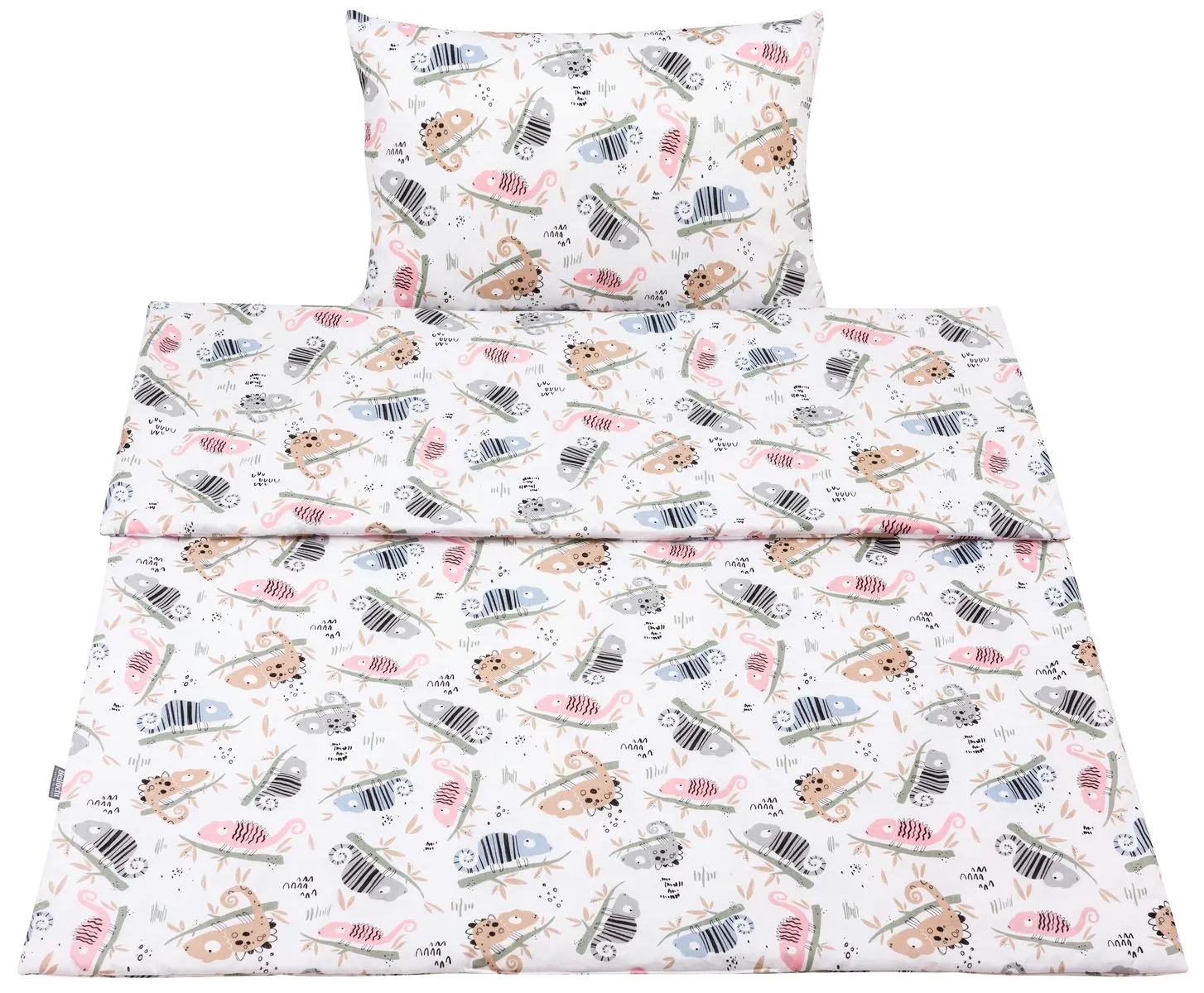 Baumwoll-Kleinkinderbettwäsche 2-teiliges Set, Kinderbettbezug 135×100 cm und Kissenbezug 60×40 cm, chameleon habits