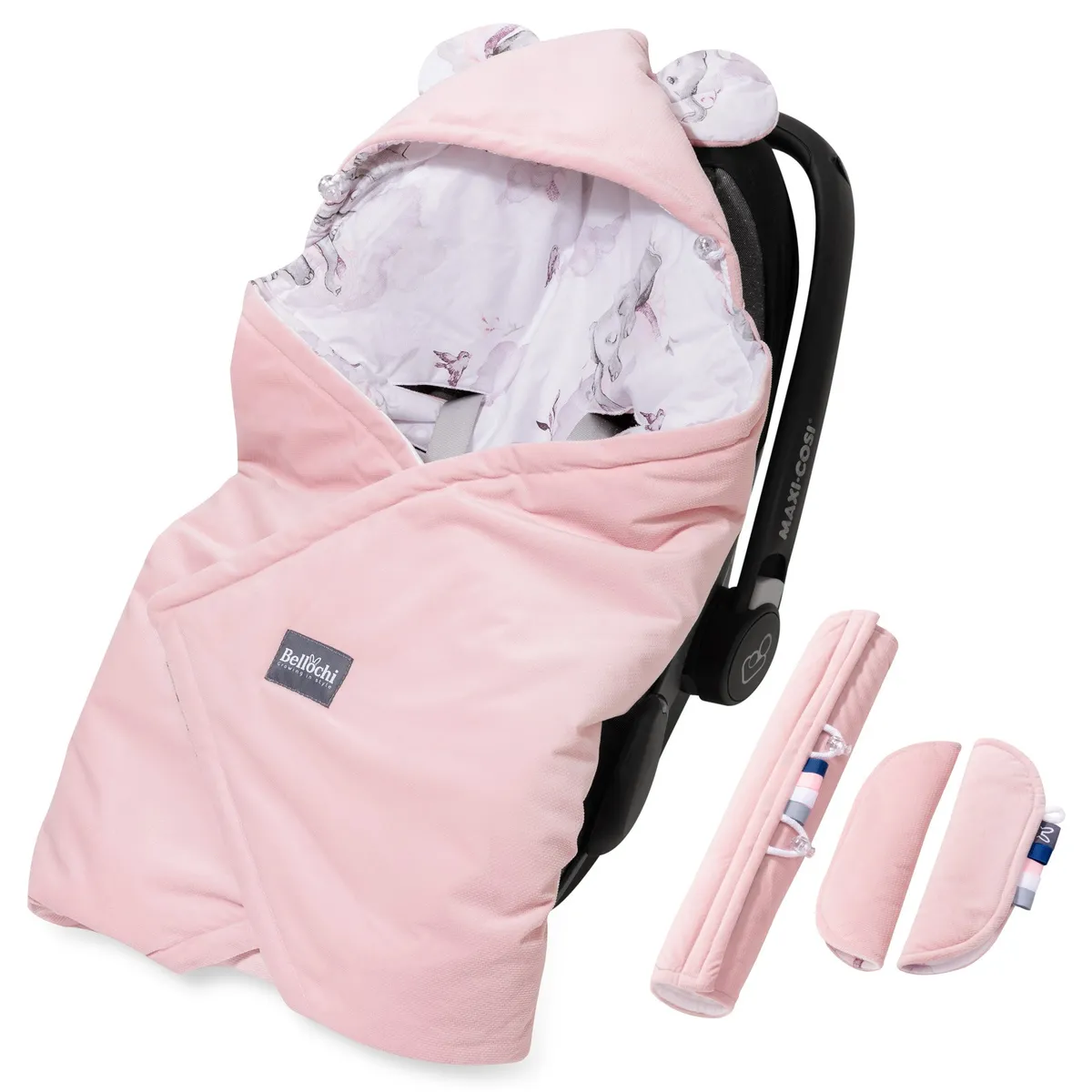Universelles Baby-Deckenset für den Autositz mit Kapuze 90×90 cm Basic Habarigani