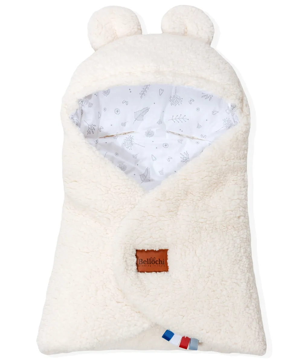 Babysitzdecke 90×90 cm weißer Teddybär – Teddy white