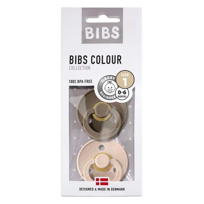 BIBS Farb-2-Pack Größe 2-M Beruhigungssauger 6m+ (Hevea Gummi) Blush & Dark Oak