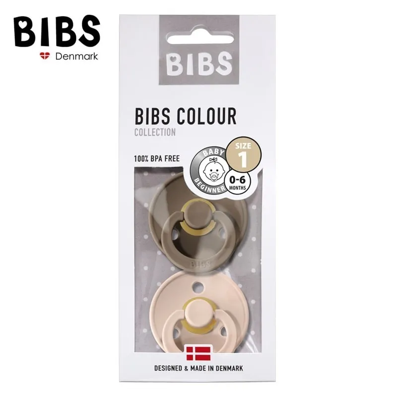 BIBS Farb-2-Pack Größe 2-M Beruhigungssauger 6m+ (Hevea Gummi) Blush & Dark Oak