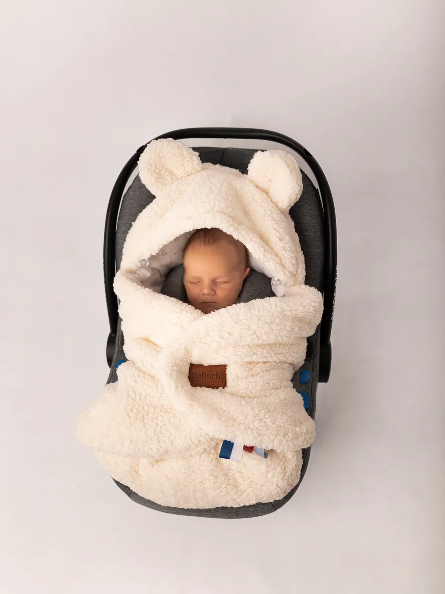 Babysitzdecke 90×90 cm weißer Teddybär – Teddy white Bellochi 5