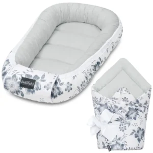 Set 2in1 Babynest und Einschlagdecke, moon berry